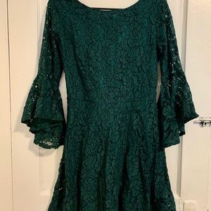 Green lace knee-length dress from Francesca’s size S